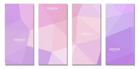 Obraz na płótnie Canvas set of brochures template with abstract geometric pink and purple background with triangles shape