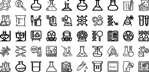 Set Of Chemistry Icons Collection Isolated Silhouette Solid Icons Including Laboratory, Medicine, Medical, Scientific, Science, Research, Chemistry Infographic Elements Logo Vector Illustration