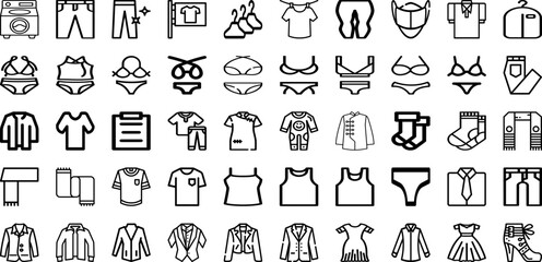Set Of Cloth Icons Collection Isolated Silhouette Solid Icons Including Clothing, Design, Clothes, Cloth, White, Fashion, Background Infographic Elements Logo Vector Illustration