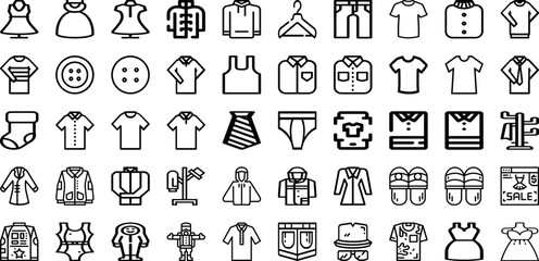 Set Of Clothing Icons Collection Isolated Silhouette Solid Icons Including Design, Clothing, Fashion, Cloth, White, Clothes, Background Infographic Elements Logo Vector Illustration