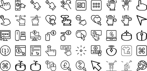 Set Of Click Icons Collection Isolated Silhouette Solid Icons Including Internet, Pointer, Vector, Cursor, Click, Icon, Hand Infographic Elements Logo Vector Illustration