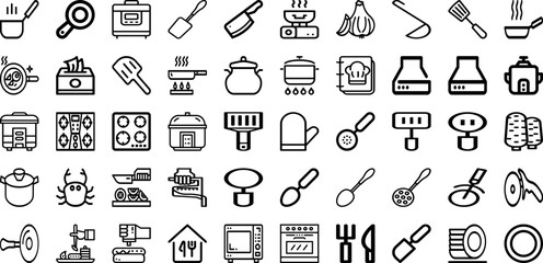 Set Of Cooking Icons Collection Isolated Silhouette Solid Icons Including Cooking, Kitchen, Food, Recipe, People, Cook, Home Infographic Elements Logo Vector Illustration