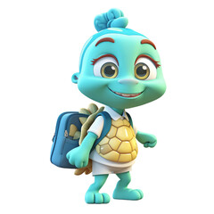 Illustration 3D cute turtle character AI Generative