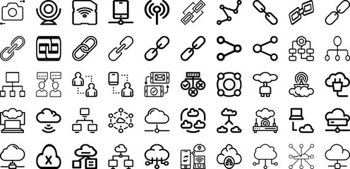 Set Of Connection Icons Collection Isolated Silhouette Solid Icons Including Communication, Internet, Abstract, Network, Connect, Technology, Connection Infographic Elements Logo Vector Illustration