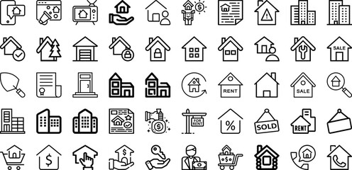 Set Of Estate Icons Collection Isolated Silhouette Solid Icons Including House, Real, Property, Business, Investment, Estate, Home Infographic Elements Logo Vector Illustration