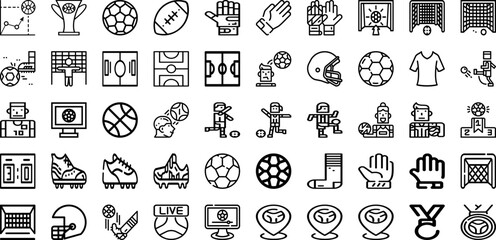 Fototapeta na wymiar Set Of Football Icons Collection Isolated Silhouette Solid Icons Including Sport, Soccer, Competition, Ball, Football, Team, Game Infographic Elements Logo Vector Illustration