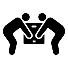 Two person lifting box icon