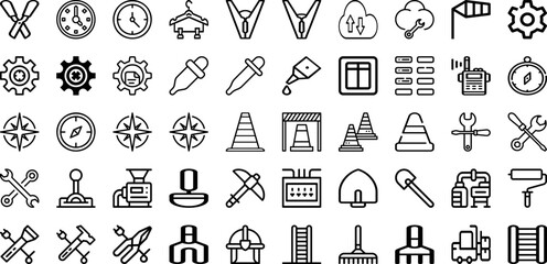 Set Of Tools Icons Collection Isolated Silhouette Solid Icons Including Vector, Spanner, Work, Equipment, Hammer, Tool, Wrench Infographic Elements Logo Vector Illustration