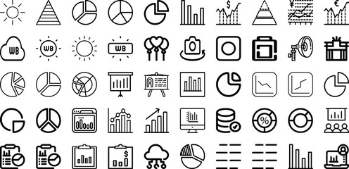Set Of Graph Icons Collection Isolated Silhouette Solid Icons Including Financial, Growth, Finance, Business, Data, Graph, Chart Infographic Elements Logo Vector Illustration