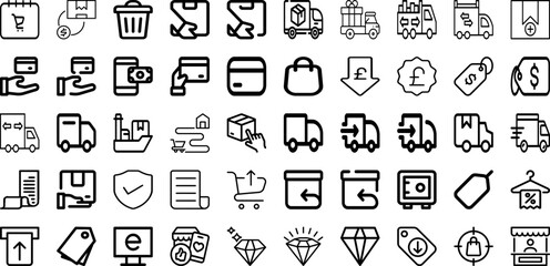 Set Of Commerce Icons Collection Isolated Silhouette Solid Icons Including Internet, Retail, Online, Web, Technology, Business, Store Infographic Elements Logo Vector Illustration