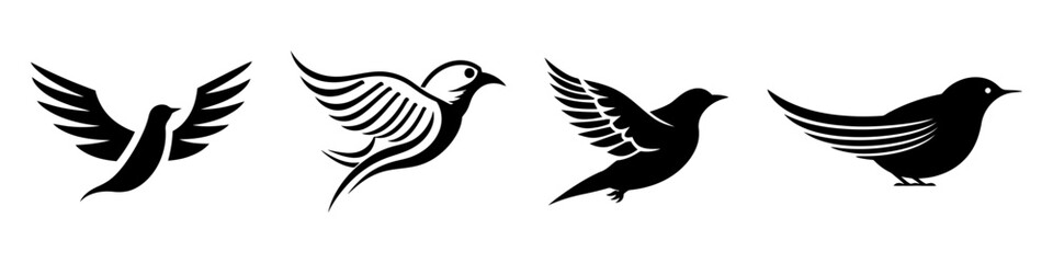 Birds icon set. Vector logo set isolated on white background