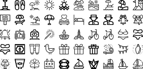 Set Of Holiday Icons Collection Isolated Silhouette Solid Icons Including Card, Happy, Merry, Decoration, Holiday, Winter, Christmas Infographic Elements Logo Vector Illustration