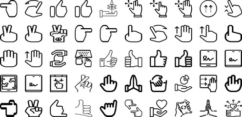 Set Of Gesture Icons Collection Isolated Silhouette Solid Icons Including Sign, Set, Finger, Hand, Symbol, Vector, Gesture Infographic Elements Logo Vector Illustration