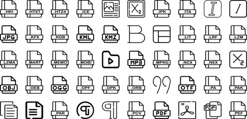 Set Of Format Icons Collection Isolated Silhouette Solid Icons Including Format, Graphic, File, Design, Document, Vector, Technology Infographic Elements Logo Vector Illustration