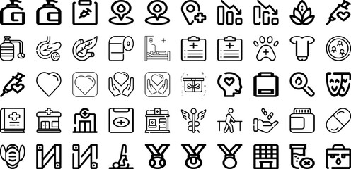 Set Of Health Icons Collection Isolated Silhouette Solid Icons Including Medicine, Concept, Care, Mental, People, Health, Medical Infographic Elements Logo Vector Illustration