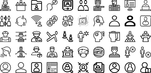 Set Of Person Icons Collection Isolated Silhouette Solid Icons Including Person, People, Female, Business, Work, Team, Group Infographic Elements Logo Vector Illustration