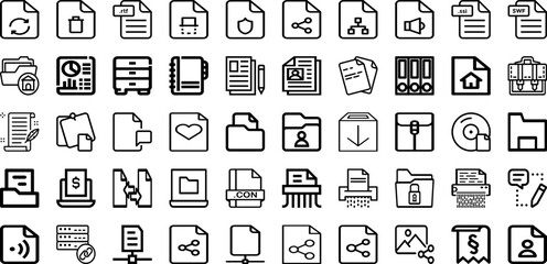 Set Of Document Icons Collection Isolated Silhouette Solid Icons Including Document, Business, Information, Folder, File, Office, Management Infographic Elements Logo Vector Illustration