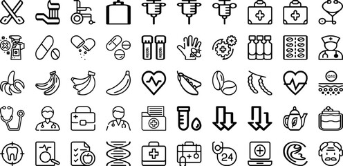 Set Of Health Icons Collection Isolated Silhouette Solid Icons Including Health, Medical, Concept, Care, Mental, Medicine, People Infographic Elements Logo Vector Illustration