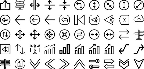 Set Of Arrow Icons Collection Isolated Silhouette Solid Icons Including Collection, Set, Sign, Arrow, Symbol, Vector, Design Infographic Elements Logo Vector Illustration