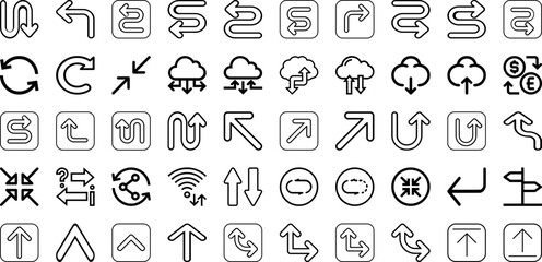 Set Of Arrow Icons Collection Isolated Silhouette Solid Icons Including Collection, Symbol, Design, Arrow, Sign, Vector, Set Infographic Elements Logo Vector Illustration