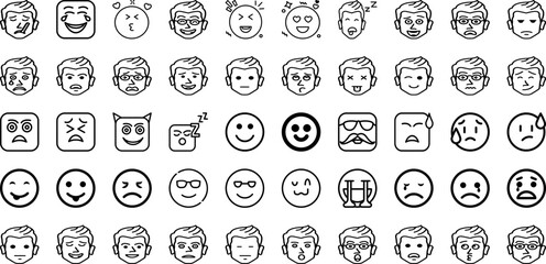 Set Of Emoticon Icons Collection Isolated Silhouette Solid Icons Including Face, Sign, Emoticon, Vector, Symbol, Emoji, Icon Infographic Elements Logo Vector Illustration