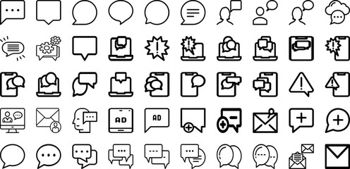 Set Of Message Icons Collection Isolated Silhouette Solid Icons Including Illustration, Message, Design, Web, Icon, Vector, Communication Infographic Elements Logo Vector Illustration