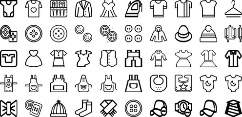 Set Of Cloth Icons Collection Isolated Silhouette Solid Icons Including Fashion, Background, Clothes, Cloth, Design, Clothing, White Infographic Elements Logo Vector Illustration
