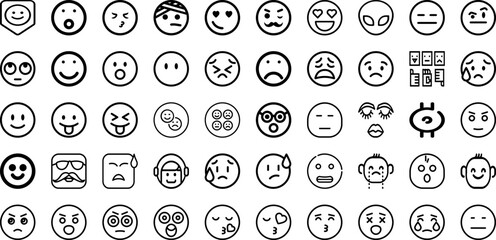 Set Of Emoji Icons Collection Isolated Silhouette Solid Icons Including Sign, Symbol, Isolated, Face, Emoticon, Vector, Icon Infographic Elements Logo Vector Illustration