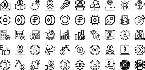 Set Of Crypto Icons Collection Isolated Silhouette Solid Icons Including Crypto, Digital, Currency, Business, Coin, Finance, Money Infographic Elements Logo Vector Illustration