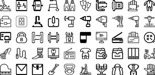 Set Of Equipment Icons Collection Isolated Silhouette Solid Icons Including Healthy, Set, Equipment, Exercise, Health, Isolated, Sport Infographic Elements Logo Vector Illustration
