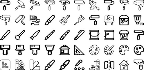 Set Of Paint Icons Collection Isolated Silhouette Solid Icons Including Stroke, Texture, Paint, Isolated, Art, Grunge, Brush Infographic Elements Logo Vector Illustration