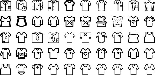 Set Of Shirt Icons Collection Isolated Silhouette Solid Icons Including Shirt, Clothing, White, Design, Template, Casual, Front Infographic Elements Logo Vector Illustration