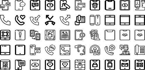 Set Of Phone Icons Collection Isolated Silhouette Solid Icons Including Smartphone, Device, Phone, Isolated, Cellphone, Screen, Mobile Infographic Elements Logo Vector Illustration