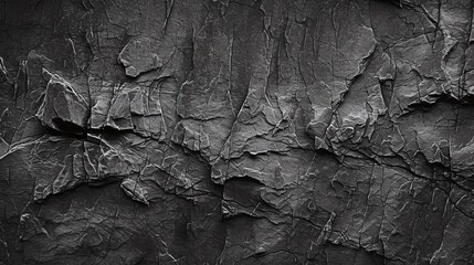Black stone background. Dark gray grunge wallpaper. Mountain rock texture. Close-up. Volumetric. Generated by generative AI