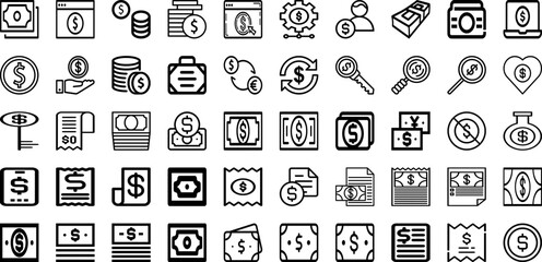 Set Of Dollar Icons Collection Isolated Silhouette Solid Icons Including Bank, Dollar, Currency, Finance, Money, Business, Banking Infographic Elements Logo Vector Illustration