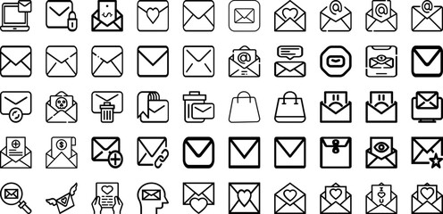 Set Of Envelope Icons Collection Isolated Silhouette Solid Icons Including Message, Blank, Letter, Isolated, Paper, Envelope, Vector Infographic Elements Logo Vector Illustration