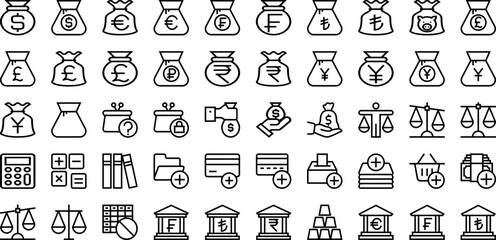 Set Of Financial Icons Collection Isolated Silhouette Solid Icons Including Finance, Growth, Analysis, Business, Investment, Graph, Financial Infographic Elements Logo Vector Illustration