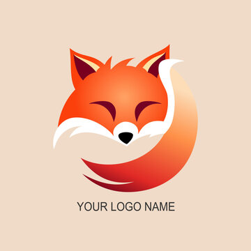 logo with fox character, vector illustration.