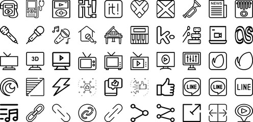 Set Of Media Icons Collection Isolated Silhouette Solid Icons Including Network, Business, Social, Marketing, Web, Media, Internet Infographic Elements Logo Vector Illustration