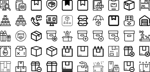 Set Of Package Icons Collection Isolated Silhouette Solid Icons Including Vector, Pack, Box, Package, Product, Packaging, Set Infographic Elements Logo Vector Illustration