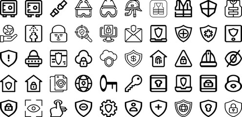 Set Of Protection Icons Collection Isolated Silhouette Solid Icons Including Protection, Shield, Concept, Safety, Secure, Protect, Technology Infographic Elements Logo Vector Illustration