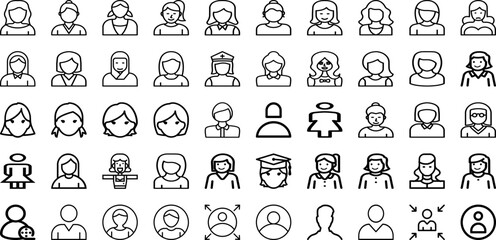 Set Of Avatar Icons Collection Isolated Silhouette Solid Icons Including People, Human, Man, Face, Person, Female, Avatar Infographic Elements Logo Vector Illustration