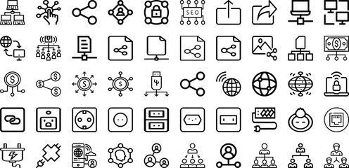 Set Of Connection Icons Collection Isolated Silhouette Solid Icons Including Connection, Connect, Communication, Network, Internet, Abstract, Technology Infographic Elements Logo Vector Illustration