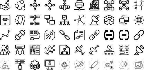 Set Of Connect Icons Collection Isolated Silhouette Solid Icons Including Connect, Abstract, Technology, Network, Communication, Connection, Internet Infographic Elements Logo Vector Illustration