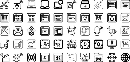 Set Of Internet Icons Collection Isolated Silhouette Solid Icons Including Technology, Network, Background, Connection, Communication, Web, Internet Infographic Elements Logo Vector Illustration