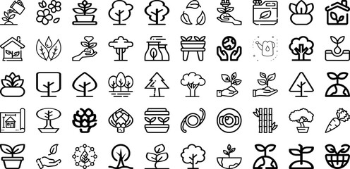 Set Of Plant Icons Collection Isolated Silhouette Solid Icons Including Green, Leaf, Garden, Tropical, Decoration, Plant, Foliage Infographic Elements Logo Vector Illustration