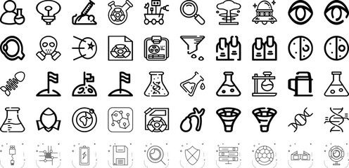 Fototapeta na wymiar Set Of Science Icons Collection Isolated Silhouette Solid Icons Including Laboratory, Science, Research, Biology, Technology, Chemistry, Medicine Infographic Elements Logo Vector Illustration