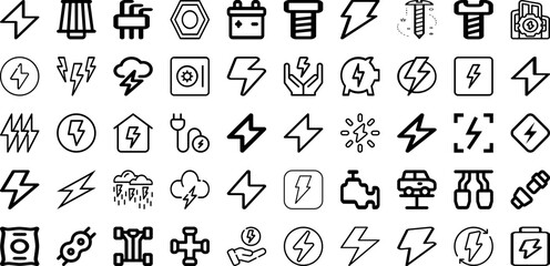 Set Of Bolt Icons Collection Isolated Silhouette Solid Icons Including Design, Bolt, Vector, Flash, Energy, Thunder, Electric Infographic Elements Logo Vector Illustration