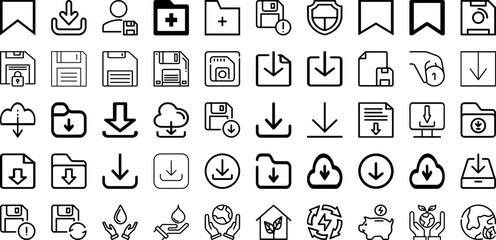 Set Of Save Icons Collection Isolated Silhouette Solid Icons Including Save, Illustration, Business, Vector, Finance, Icon, Money Infographic Elements Logo Vector Illustration