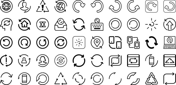 Set Of Sync Icons Collection Isolated Silhouette Solid Icons Including Concept, Sync, Isolated, Icon, Vector, Design, Communication Infographic Elements Logo Vector Illustration